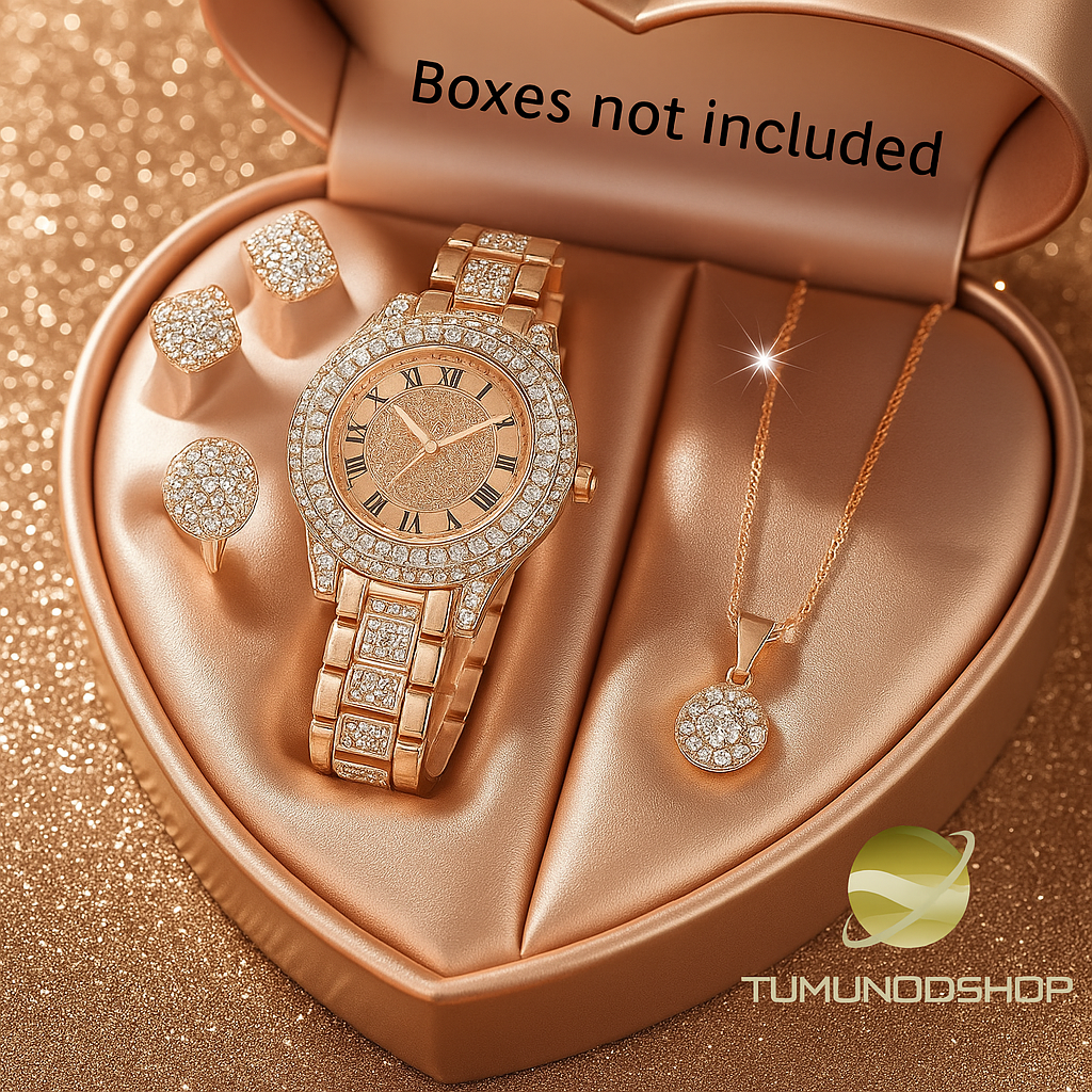 Set de Joyería Premium Dorado Rosé para Mujer – Elegancia y Brillo