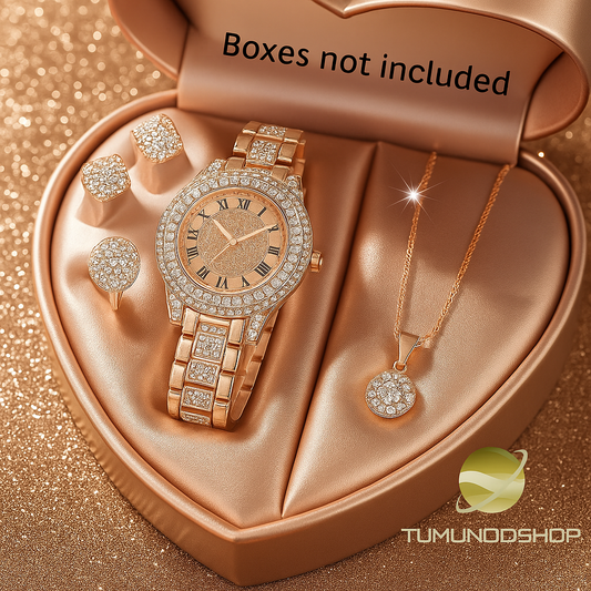 Set de Joyería Premium Dorado Rosé para Mujer – Elegancia y Brillo