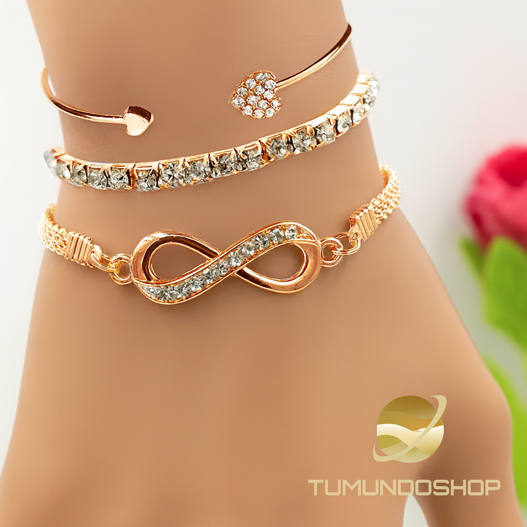 Set de Pulseras Infinito Dorado – Elegancia para Mujer