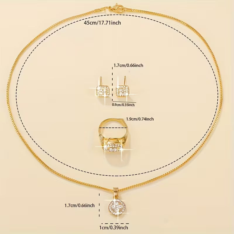 Set de Joyería Premium Dorado Rosé para Mujer – Elegancia y Brillo